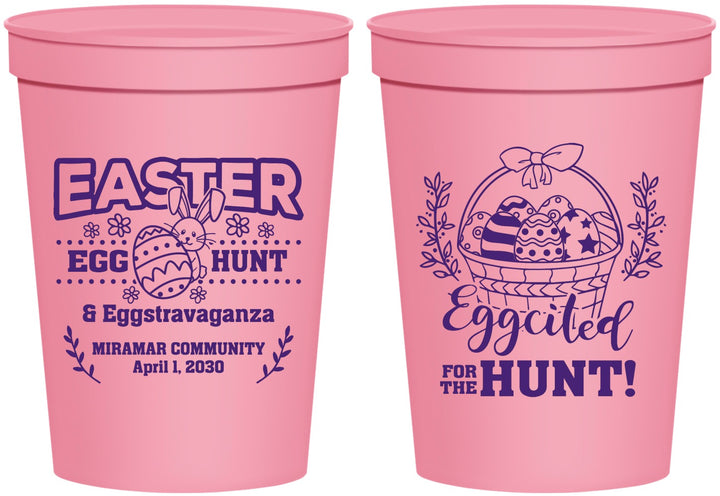 Personalized Easter 16 oz Stadium Cups - Eggcited For Hunt Bunny | 210006