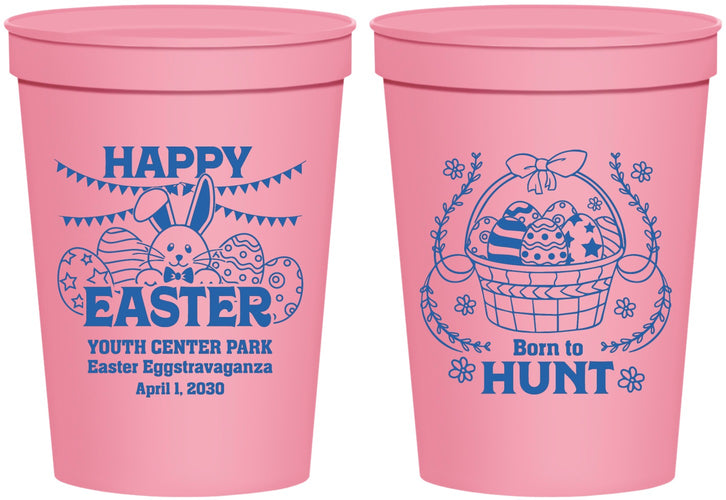 Personalized Easter 16 oz Stadium Cups - Born To Hunt Bunny | 210007