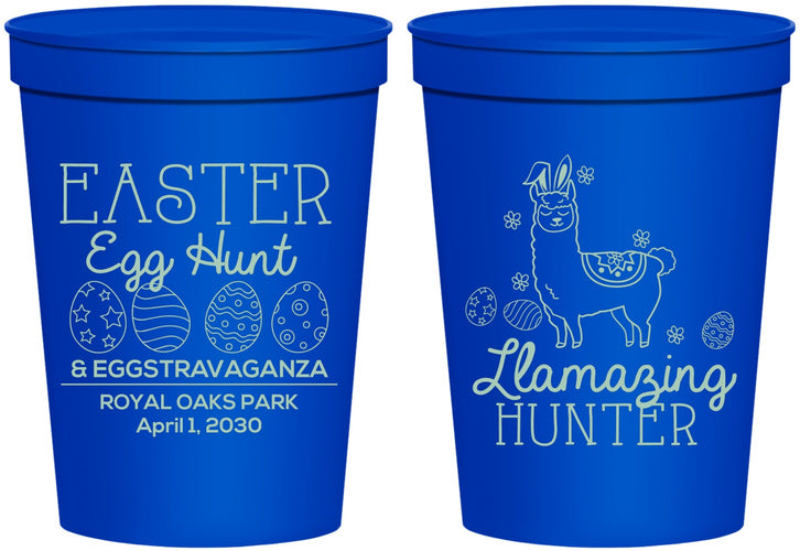 Personalized Easter 16 oz Stadium Cups - Llama Eggs | 210009