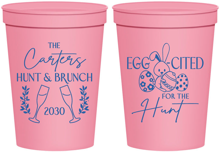 Personalized Easter 16 oz Stadium Cups - Eggcited For Hunt Bunny | 210011