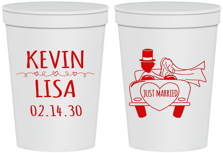 Personalized Wedding 16 oz Stadium Cups - Just Married | 212
