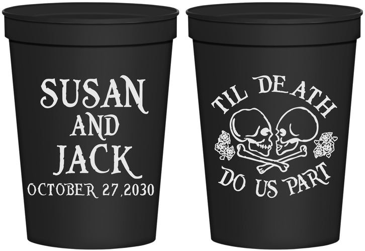 Personalized Wedding 16 oz Stadium Cups - Til Death Do Us Part | 213