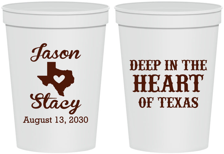 Personalized Wedding 16 oz Stadium Cups - Deep In The Heart Of Texas | 214
