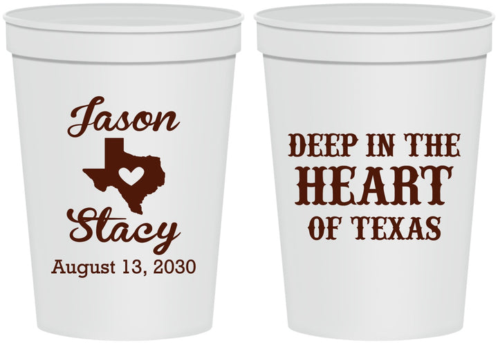 Personalized Wedding 16 oz Stadium Cups - Deep In The Heart Of Texas | 214