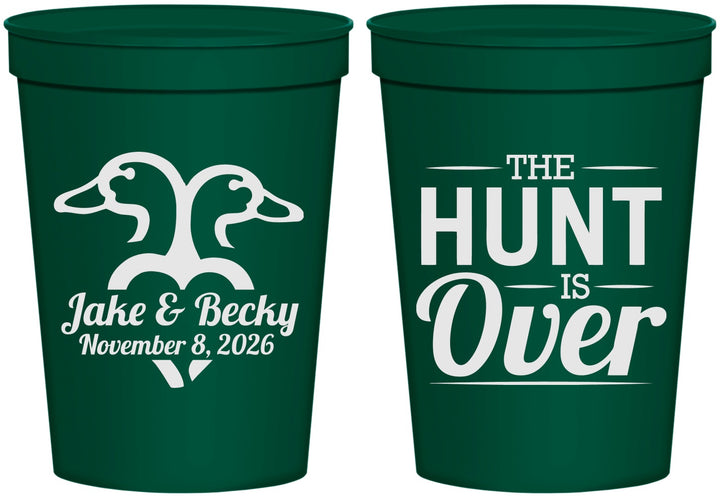 Personalized Wedding 16 oz Stadium Cups - The Hunt Is Over Duck | 217