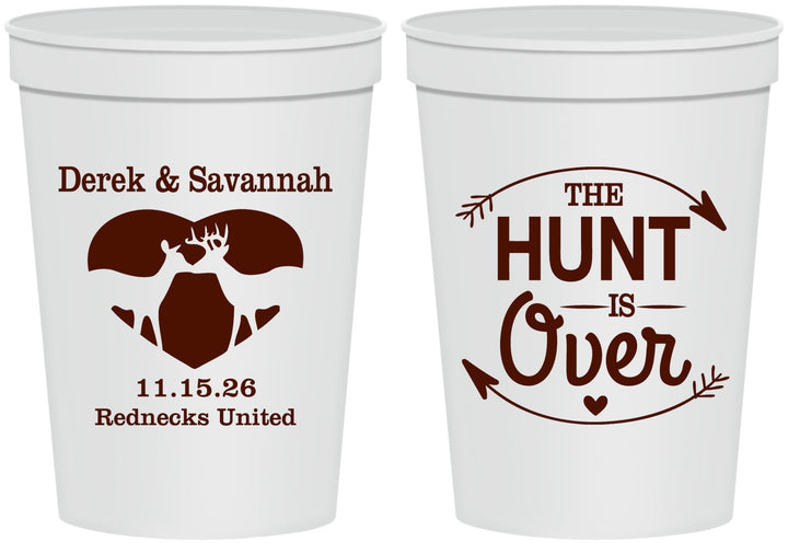 Personalized Wedding 16 oz Stadium Cups - The Hunt Is Over Deer | 220