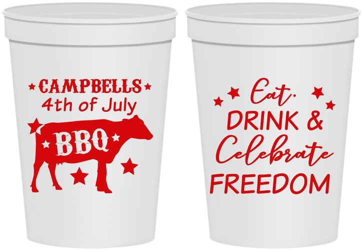 Personalized 4th Of July 16 oz Stadium Cups - Eat Drink Freedom | 220000