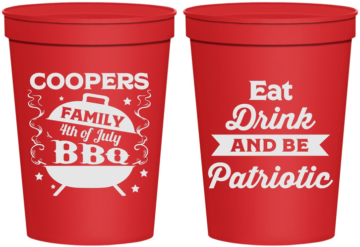 Personalized 4th Of July 16 oz Stadium Cups - Eat Drink Patriotic | 220002