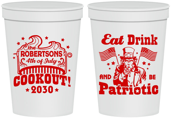 Personalized 4th Of July 16 oz Stadium Cups - Eat Drink Patriotic | 220004