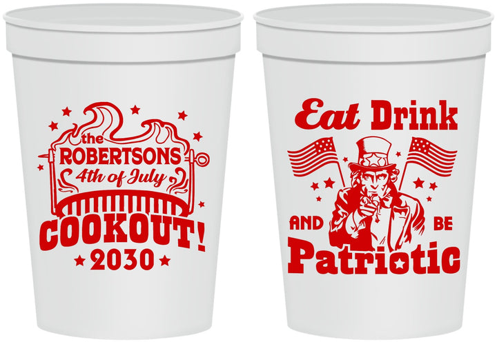 Personalized 4th Of July 16 oz Stadium Cups - Eat Drink Patriotic | 220004