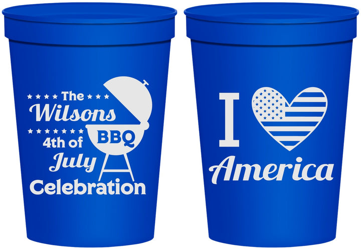 Personalized 4th Of July 16 oz Stadium Cups - Barbecue Bbq | 220007