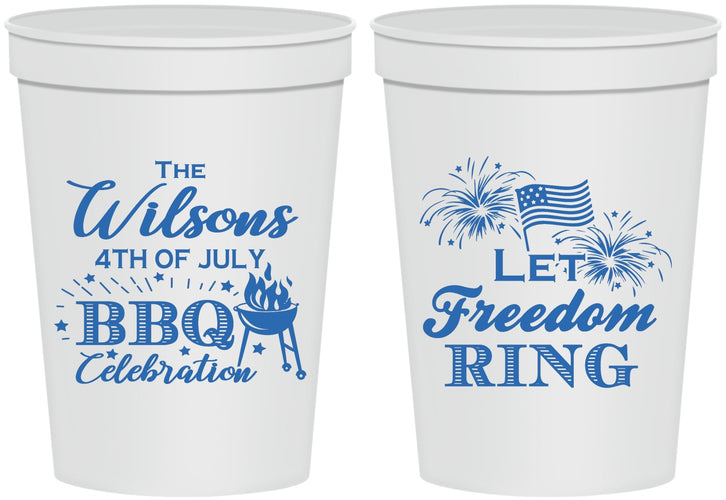Personalized 4th Of July 16 oz Stadium Cups - Bbq Fireworks | 220009