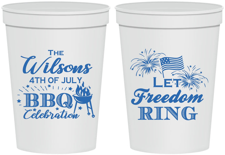 Personalized 4th Of July 16 oz Stadium Cups - Bbq Fireworks | 220009