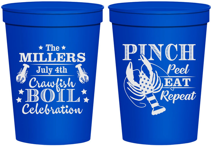 Personalized 4th Of July 16 oz Stadium Cups - Pink Peel Crawfish | 220011