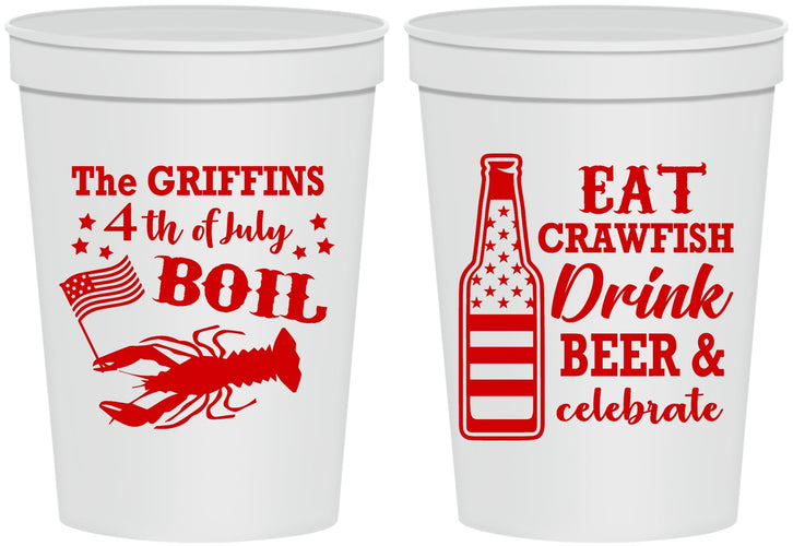 Personalized 4th Of July 16 oz Stadium Cups - Crawfish Boil | 220012