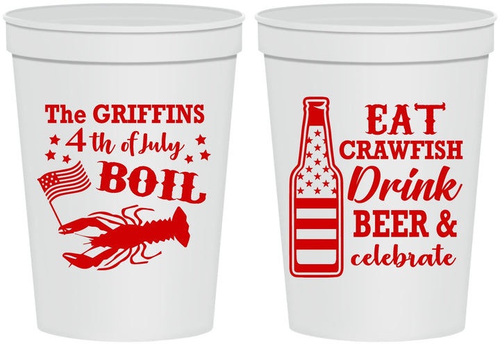Personalized 4th Of July 16 oz Stadium Cups - Crawfish Boil | 220012
