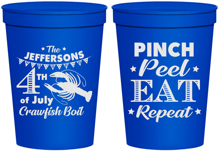 Personalized 4th Of July 16 oz Stadium Cups - Pink Peel Crawfish | 220015