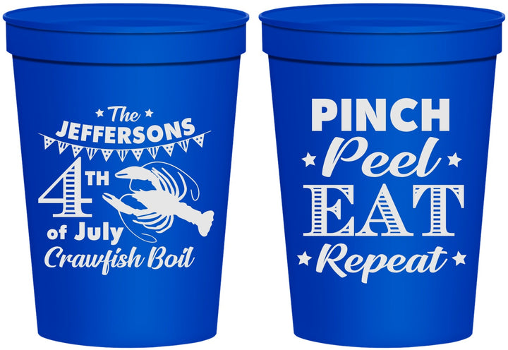 Personalized 4th Of July 16 oz Stadium Cups - Pink Peel Crawfish | 220015