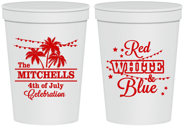 Personalized 4th Of July 16 oz Stadium Cups - Beach Stars Stripes | 220020