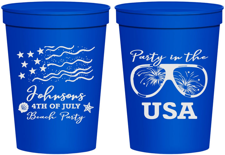 Personalized 4th Of July 16 oz Stadium Cups - Party In The Usa | 220023