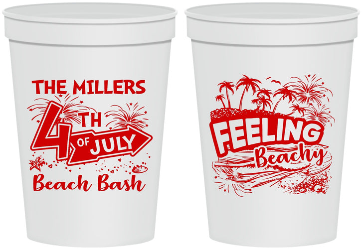 Personalized 4th Of July 16 oz Stadium Cups - Feeling Beachy | 220024