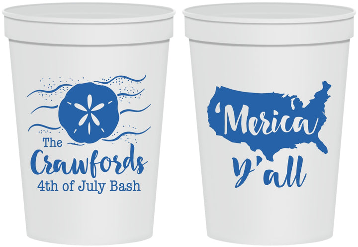 Personalized 4th Of July 16 oz Stadium Cups - Beach Merica Yall | 220029