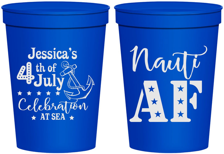 Personalized 4th Of July 16 oz Stadium Cups - Nautical Anchor | 220035