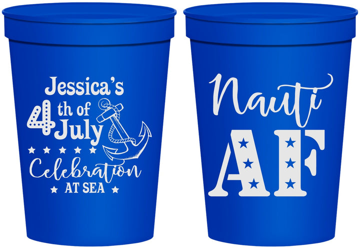 Personalized 4th Of July 16 oz Stadium Cups - Nautical Anchor | 220035