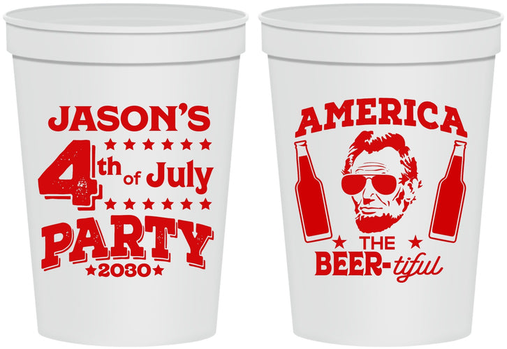 Personalized 4th Of July 16 oz Stadium Cups - Bbq Lincoln | 220036