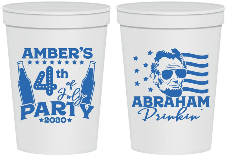 Personalized 4th Of July 16 oz Stadium Cups - Abraham Drinkin | 220037