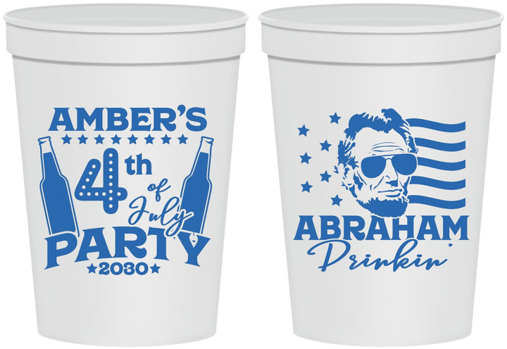 Personalized 4th Of July 16 oz Stadium Cups - Abraham Drinkin | 220037