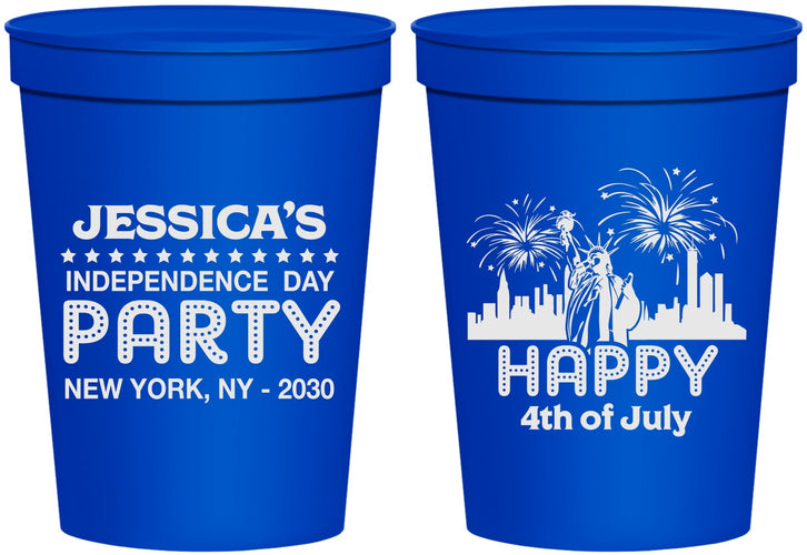 Personalized 4th Of July 16 oz Stadium Cups - New York | 220039