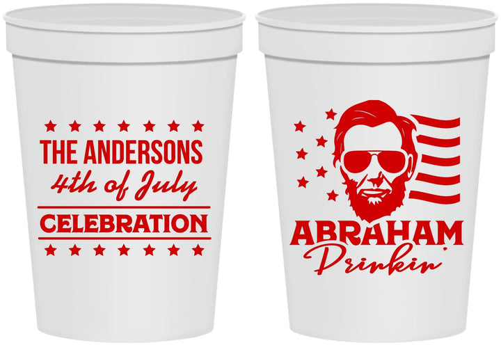 Personalized 4th Of July 16 oz Stadium Cups - Abraham Drinkin | 220044
