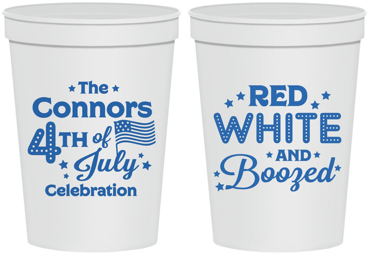 Personalized 4th Of July 16 oz Stadium Cups - Red White Booze | 220045