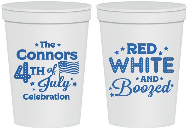 Personalized 4th Of July 16 oz Stadium Cups - Red White Booze | 220045