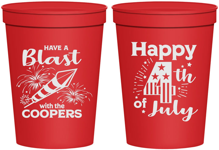 Personalized 4th Of July 16 oz Stadium Cups - Fireworks | 220046