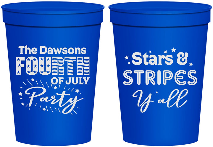 Personalized 4th Of July 16 oz Stadium Cups - Stars Stripes | 220047