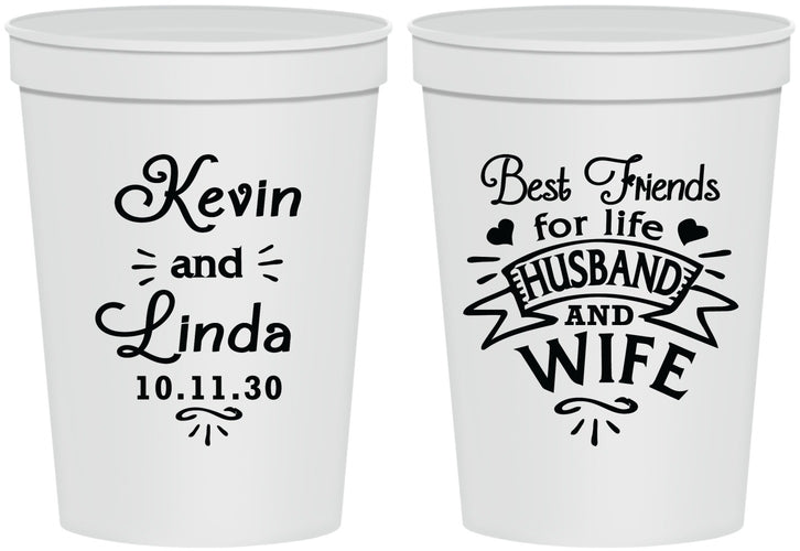 Personalized Wedding 16 oz Stadium Cups - Best Friends | 221