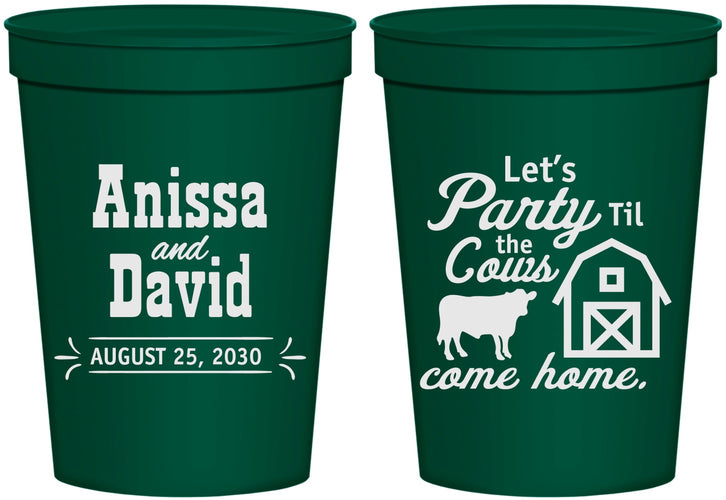 Personalized Wedding 16 oz Stadium Cups - Party Til The Cows Come Home | 222