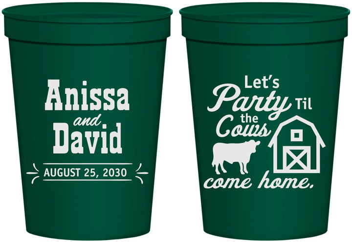 Personalized Wedding 16 oz Stadium Cups - Party Til The Cows Come Home | 222
