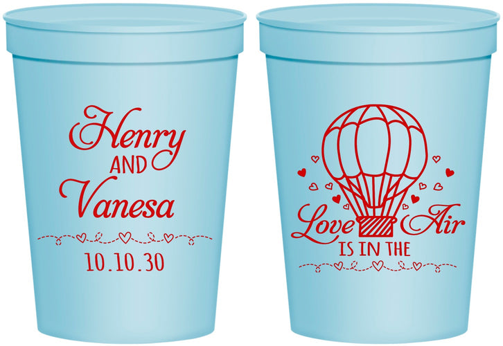 Personalized Wedding 16 oz Stadium Cups - Hot Air Balloon | 225