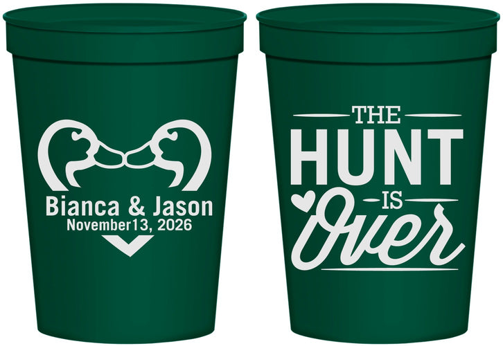 Personalized Wedding 16 oz Stadium Cups - The Hunt Is Over Duck | 227
