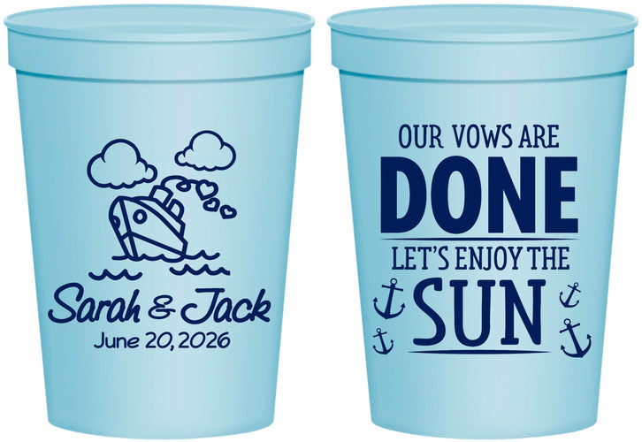 Personalized Wedding 16 oz Stadium Cups - Vows Are Done Cruise | 229