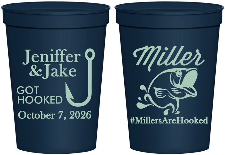 Personalized Wedding 16 oz Stadium Cups - Got Hook Fish | 230