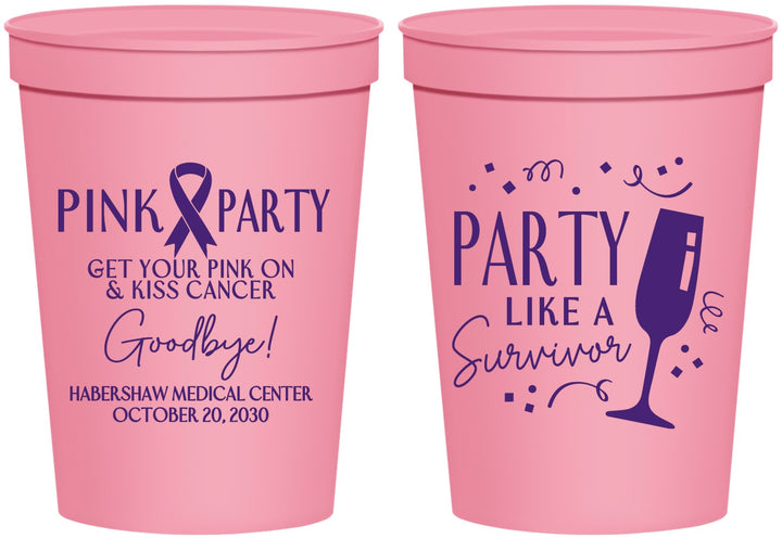 Personalized Awareness 16 oz Stadium Cups - Pink Party | 230000