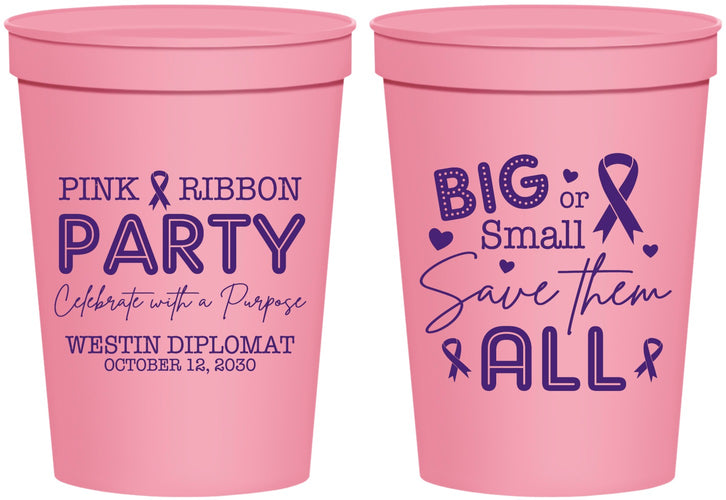 Personalized Awareness 16 oz Stadium Cups - Pink Ribbon | 230004