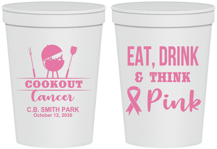 Personalized Awareness 16 oz Stadium Cups - Eat Drink Think Pink | 230009
