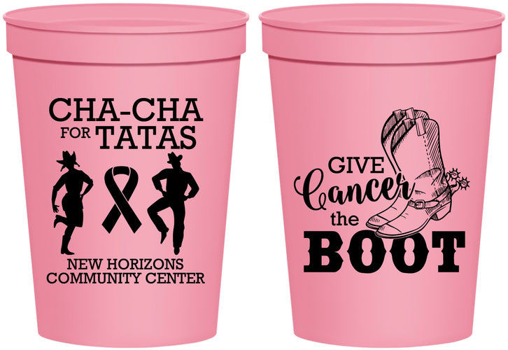 Personalized Awareness 16 oz Stadium Cups - Give Cancer A Boot | 230011