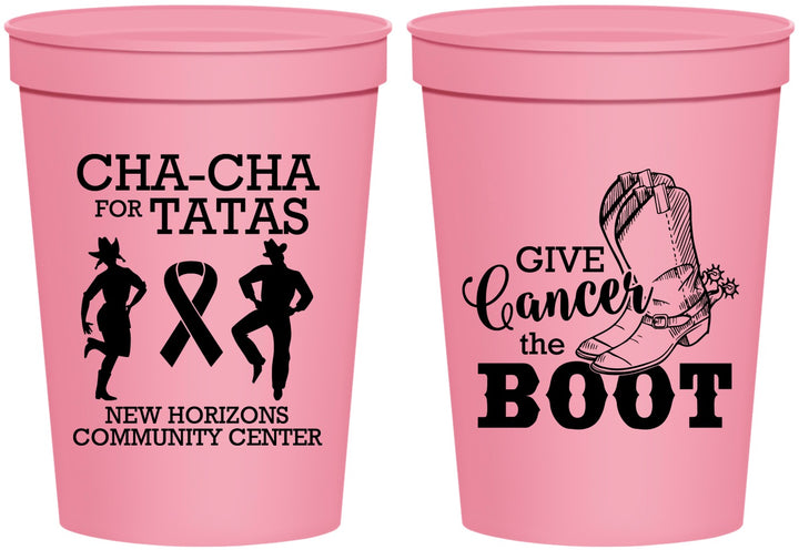 Personalized Awareness 16 oz Stadium Cups - Give Cancer A Boot | 230011