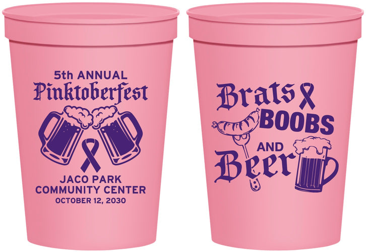 Personalized Awareness 16 oz Stadium Cups - Brats Boobs Beer | 230012